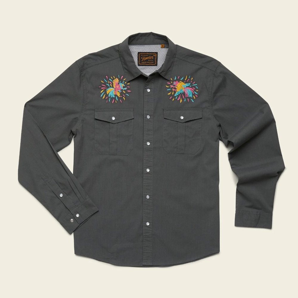 RARE Gaucho Vault Snapshirt "Dos Gallos : Charcoal Microstripe" Howler Bros.